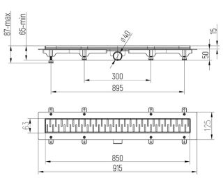 Душевой лоток Paini Medium CH850M 85см хром глянец